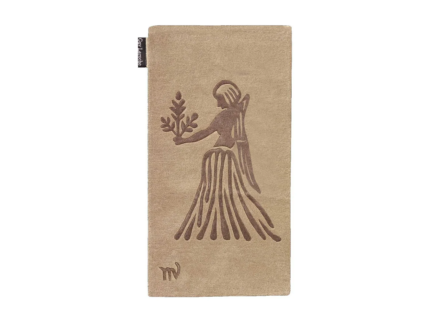 tapis entrée 70x130 fait main en laine beige rectangle motif géométrique VIRGO