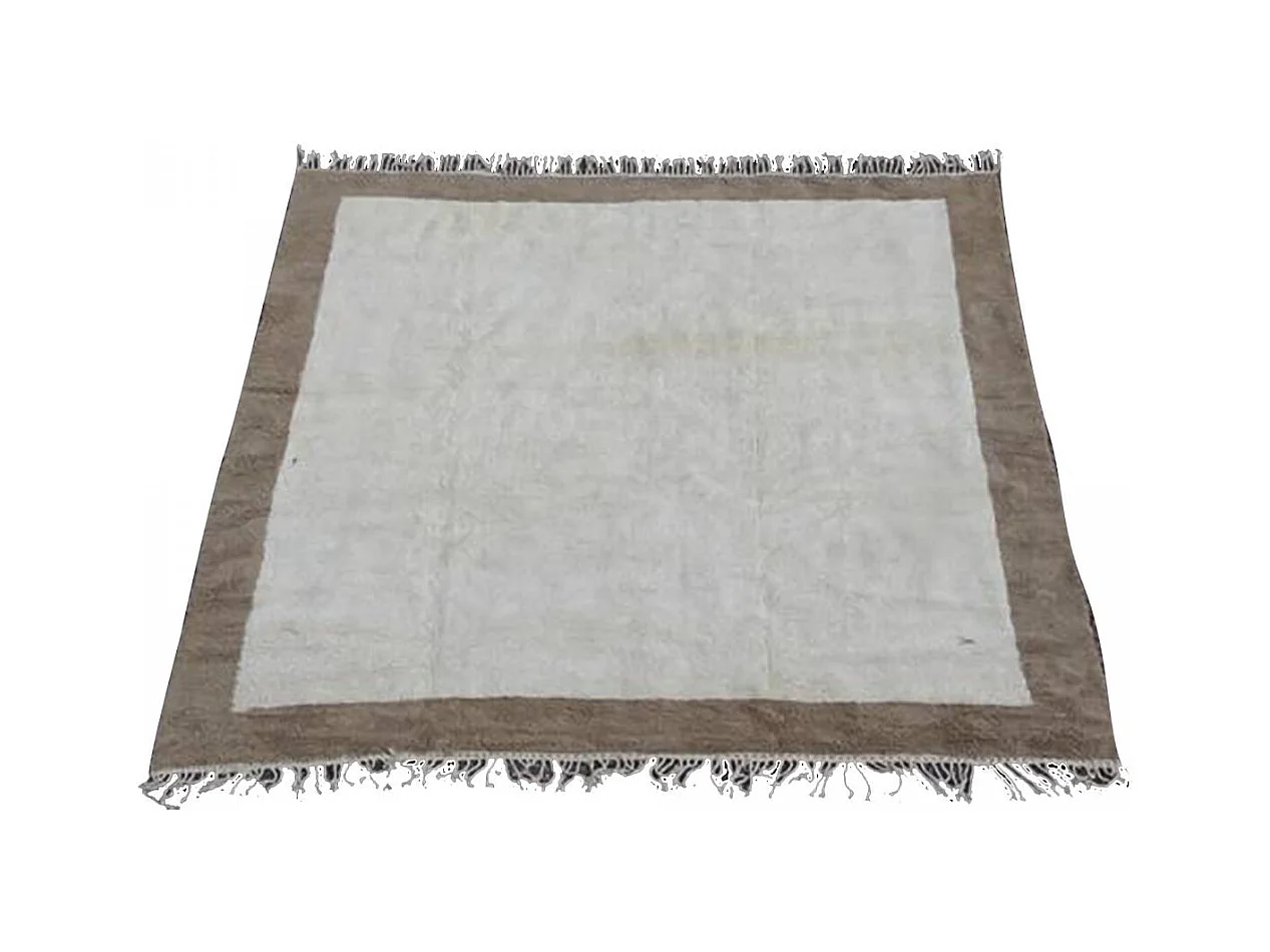 Authentique tapis berbère 355x360 fait main en laine blanc TADLA