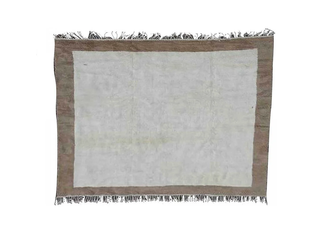 Authentique tapis berbère 355x360 fait main en laine blanc TADLA