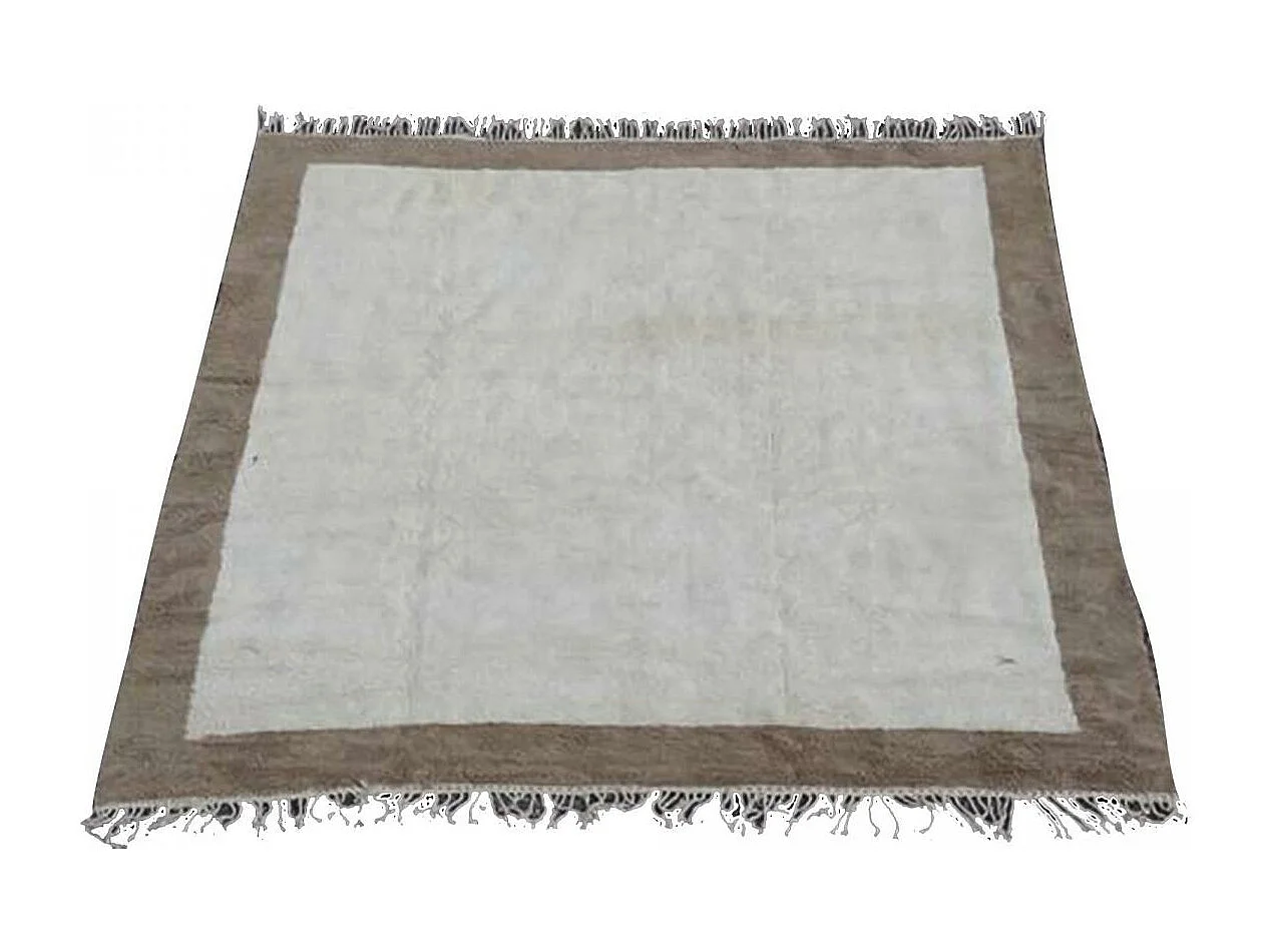 Authentique tapis berbère 355x360 fait main en laine blanc TADLA