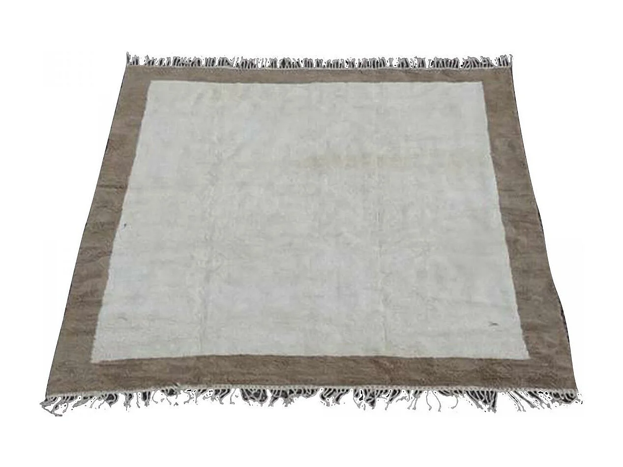 Authentique tapis berbère 355x360 fait main en laine blanc TADLA