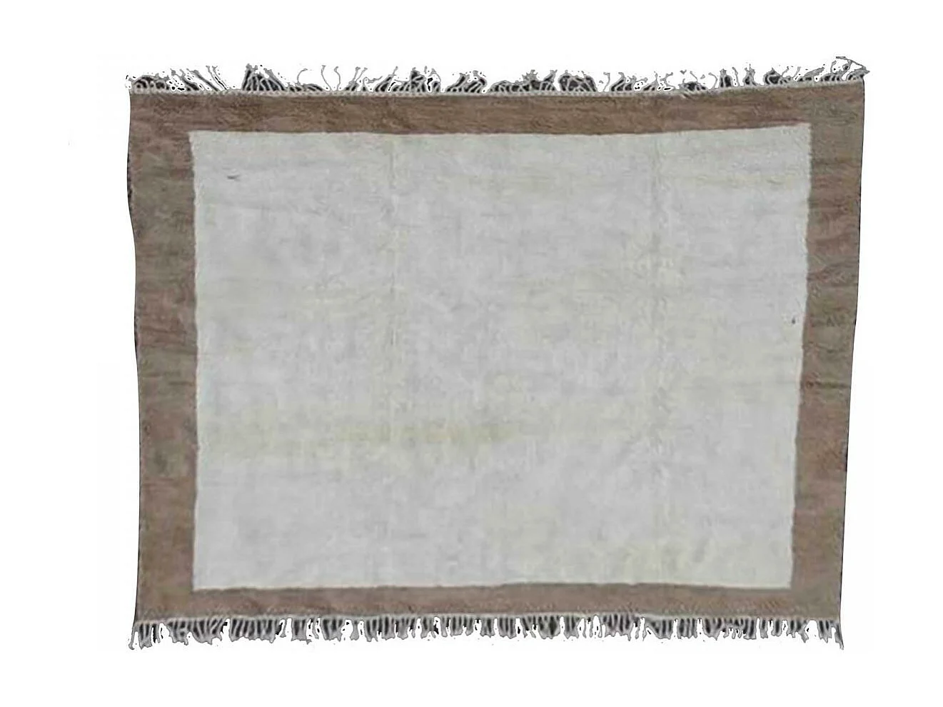 Authentique tapis berbère 355x360 fait main en laine blanc TADLA