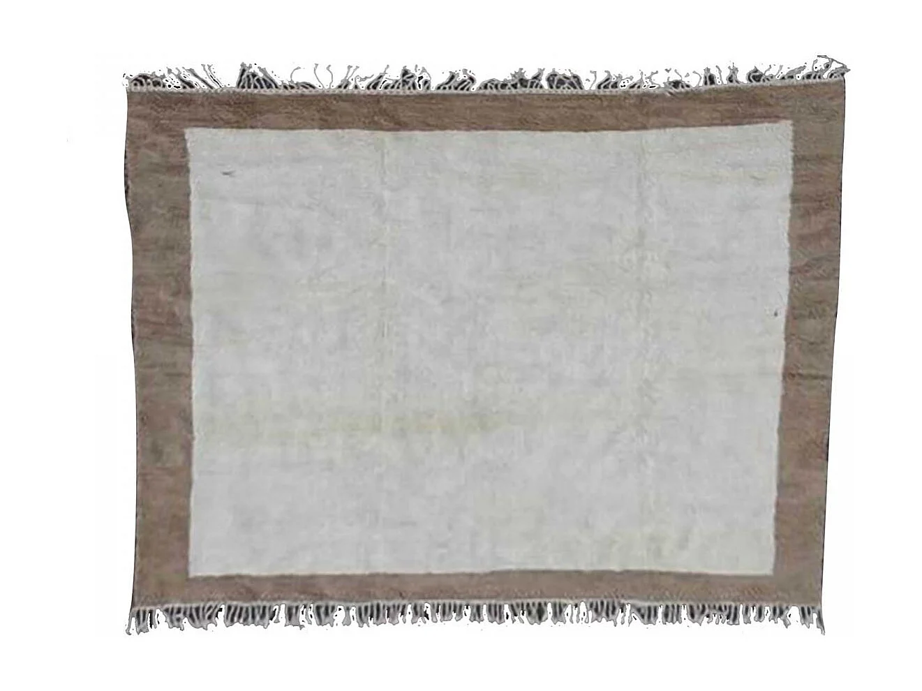 Authentique tapis berbère 355x360 fait main en laine blanc TADLA