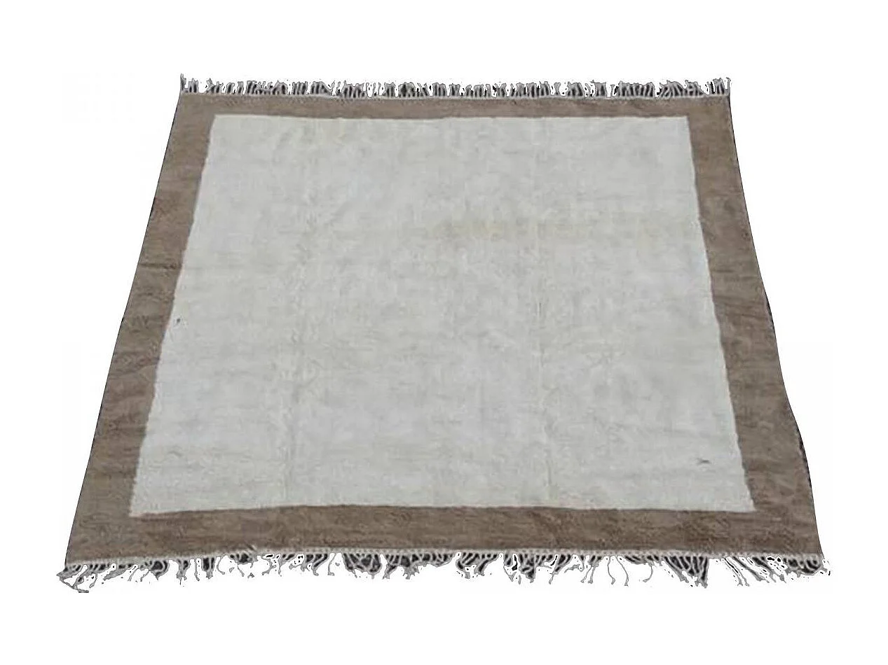 Authentique tapis berbère 355x360 fait main en laine blanc TADLA