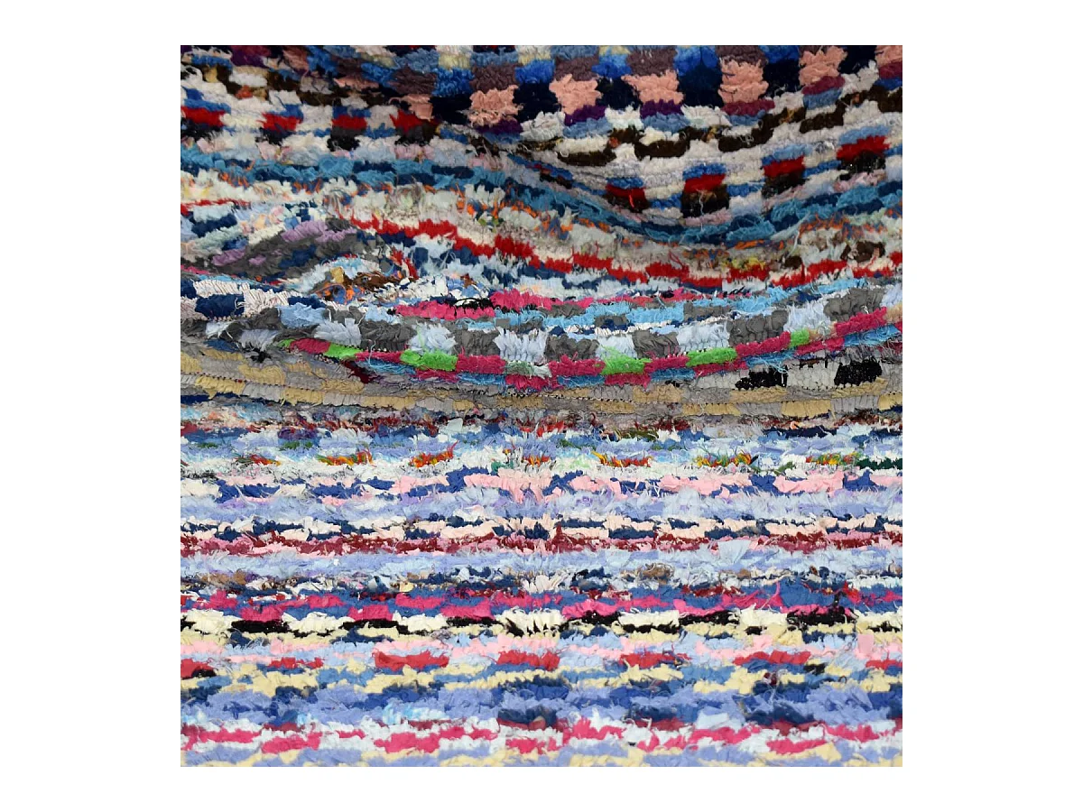 Authentique tapis berbère 110x290 fait à la main bleu et jaune BOUCHAROUITE AU