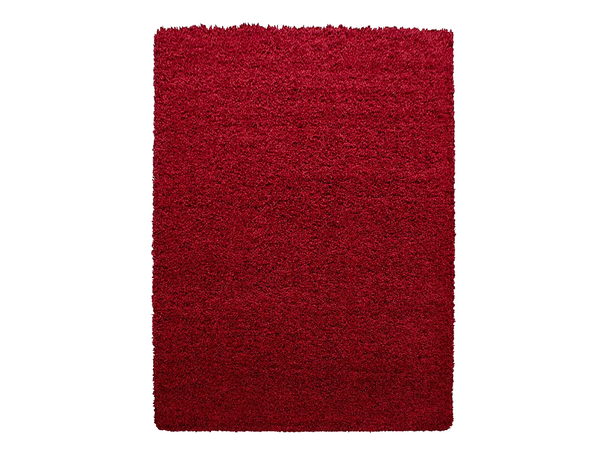 Tapis poils longs shaggy 65x130 rectangle tissé rouge motif uni UNI C