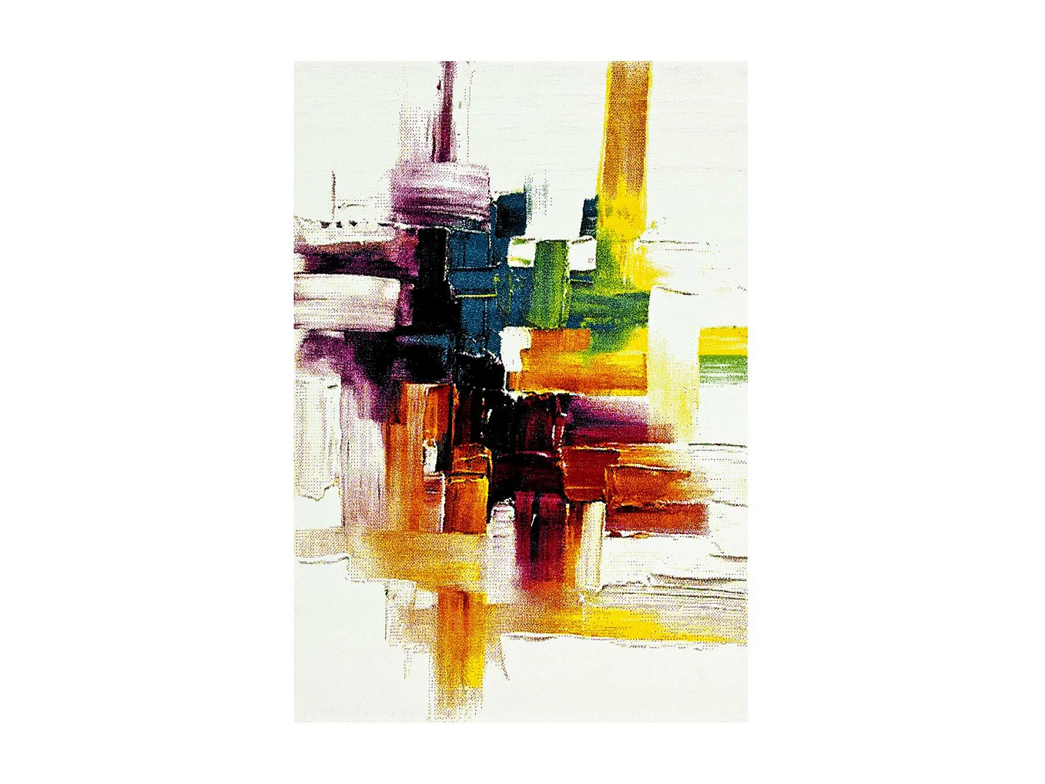 tapis salon 140x200 tissé crème rectangle motif abstrait LYN8 BELO 3