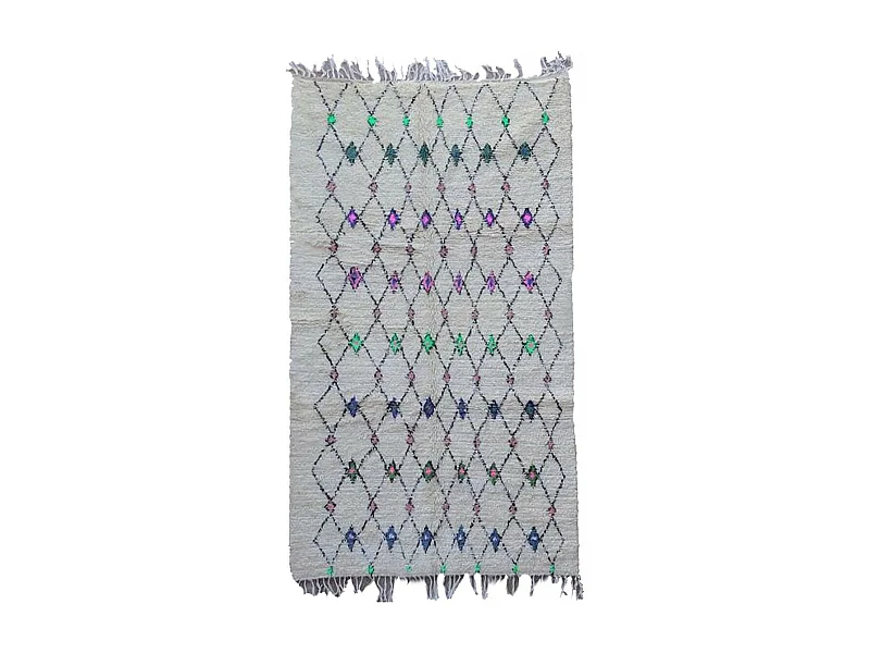 Authentique tapis berbère 145x250 fait main en laine gris et noir SAFITE