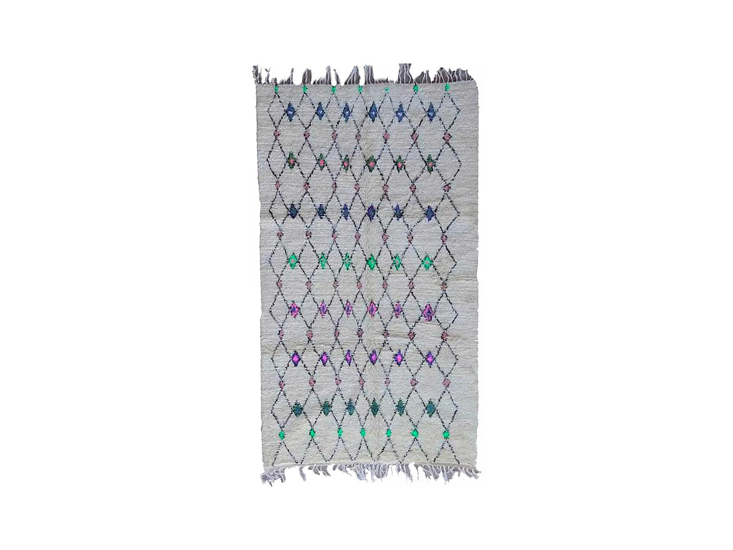 Authentique tapis berbère 145x250 fait main en laine gris et noir SAFITE