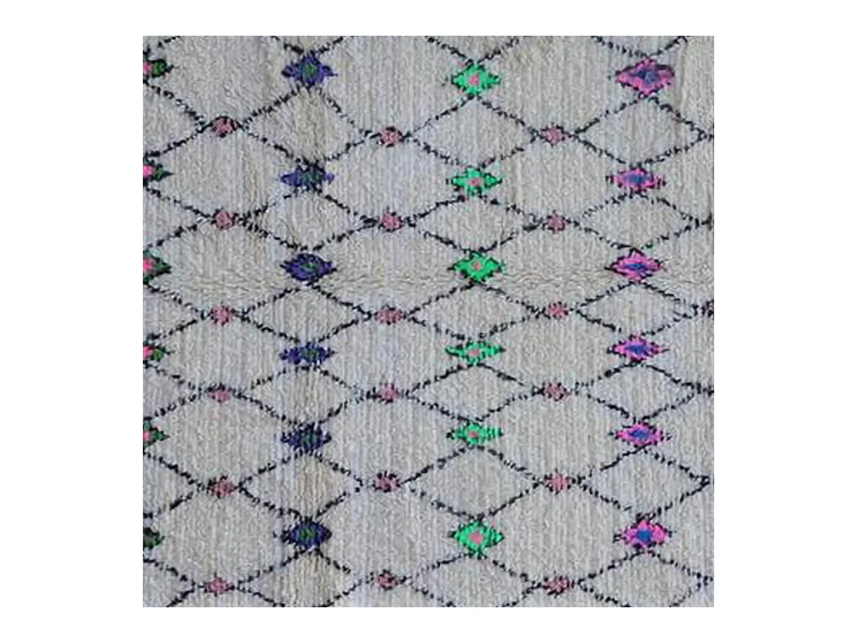 Authentique tapis berbère 145x250 fait main en laine gris et noir SAFITE