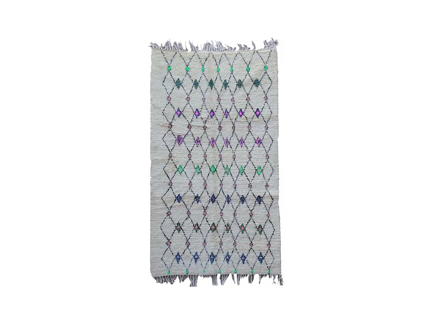 Authentique tapis berbère 145x250 fait main en laine gris et noir SAFITE