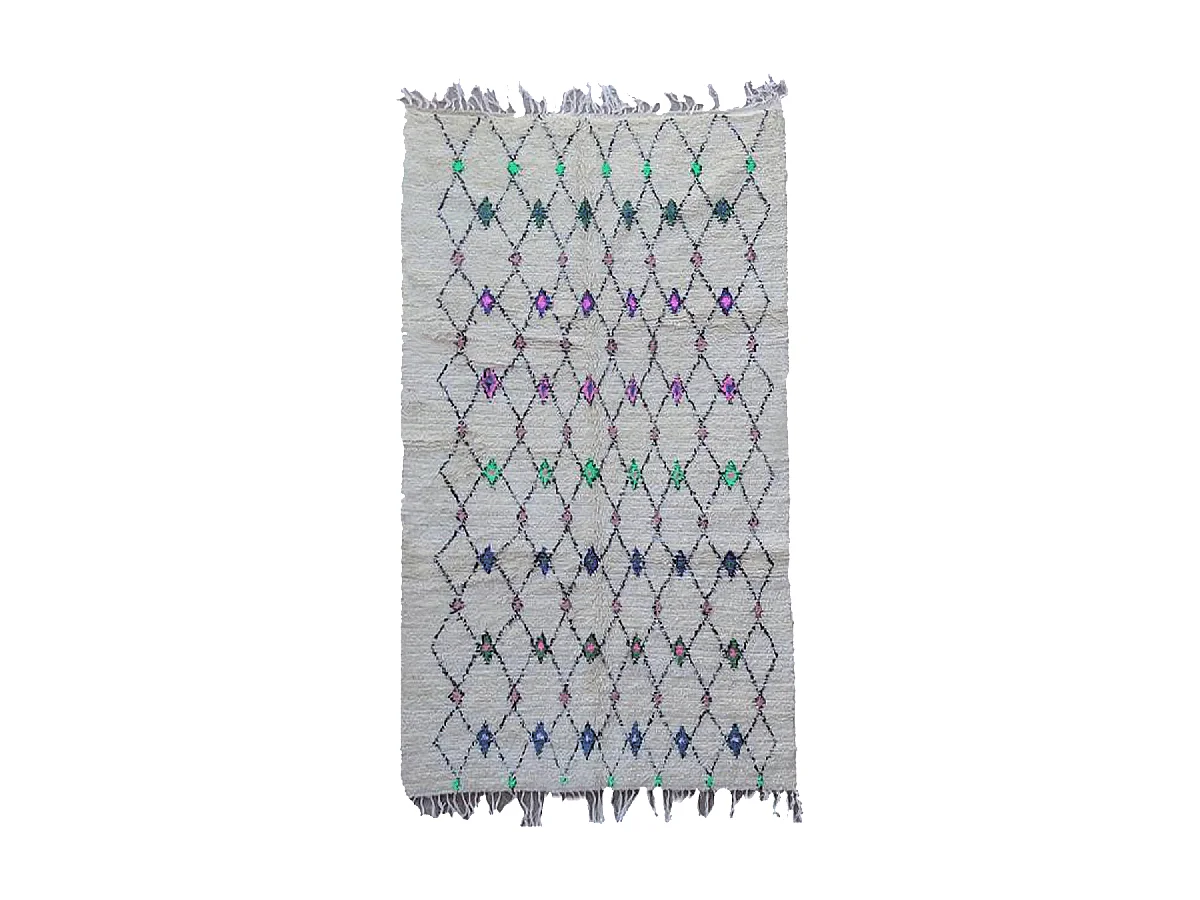 Authentique tapis berbère 145x250 fait main en laine gris et noir SAFITE