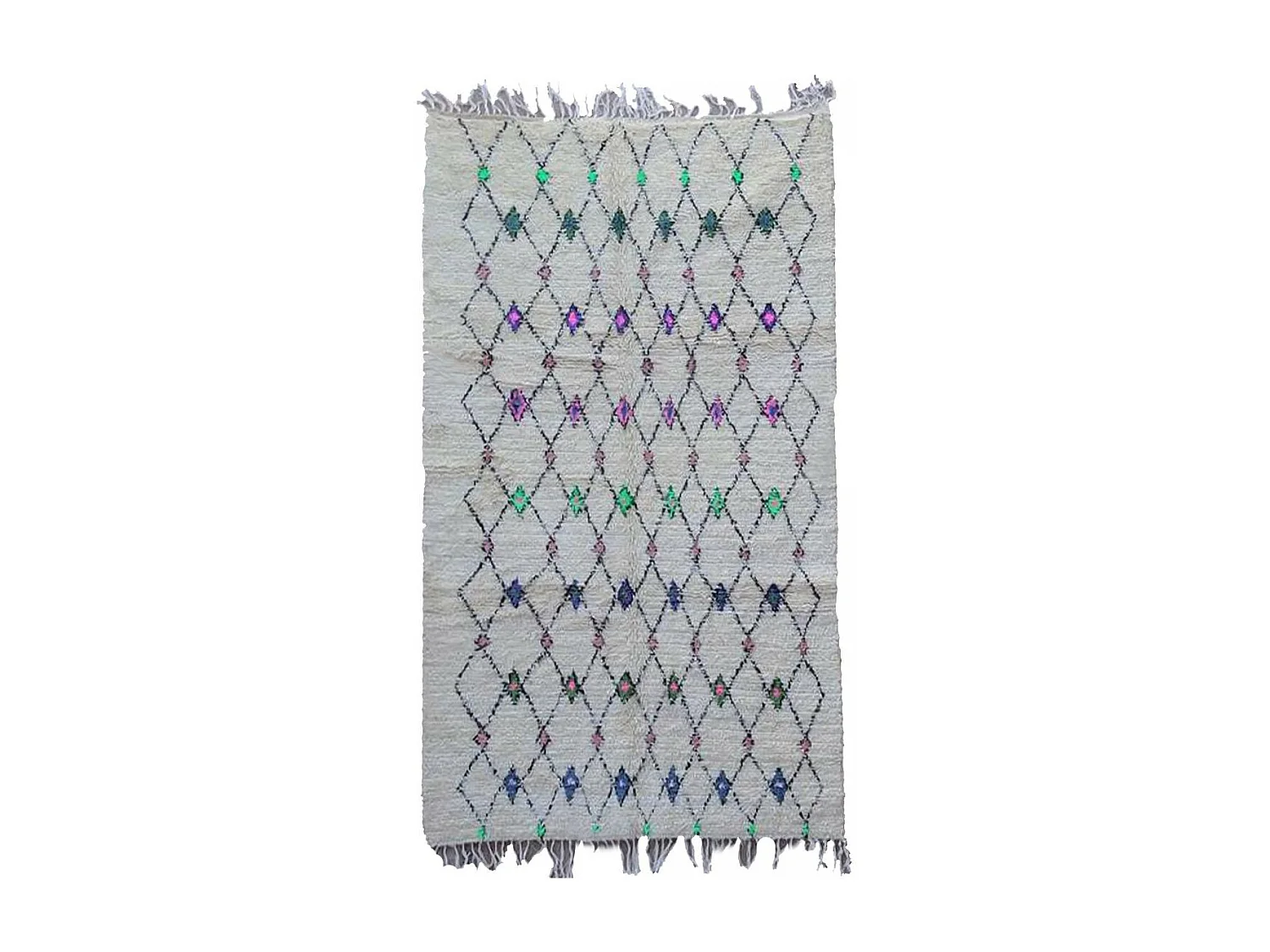 Authentique tapis berbère 145x250 fait main en laine gris et noir SAFITE