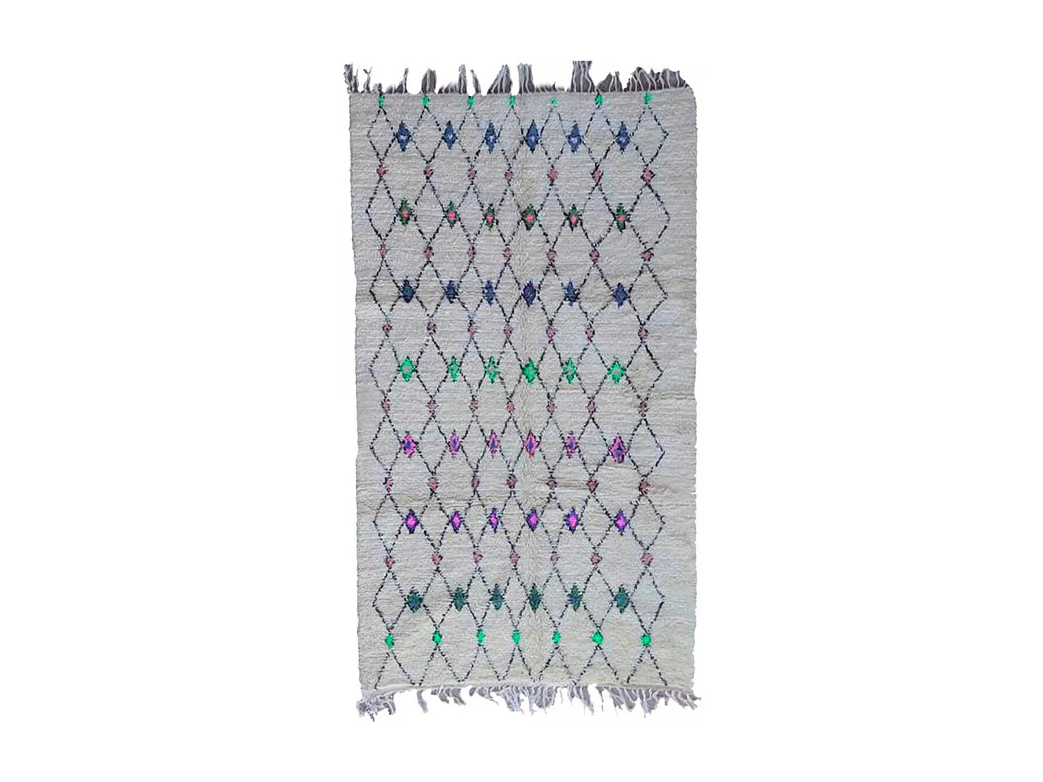 Authentique tapis berbère 145x250 fait main en laine gris et noir SAFITE