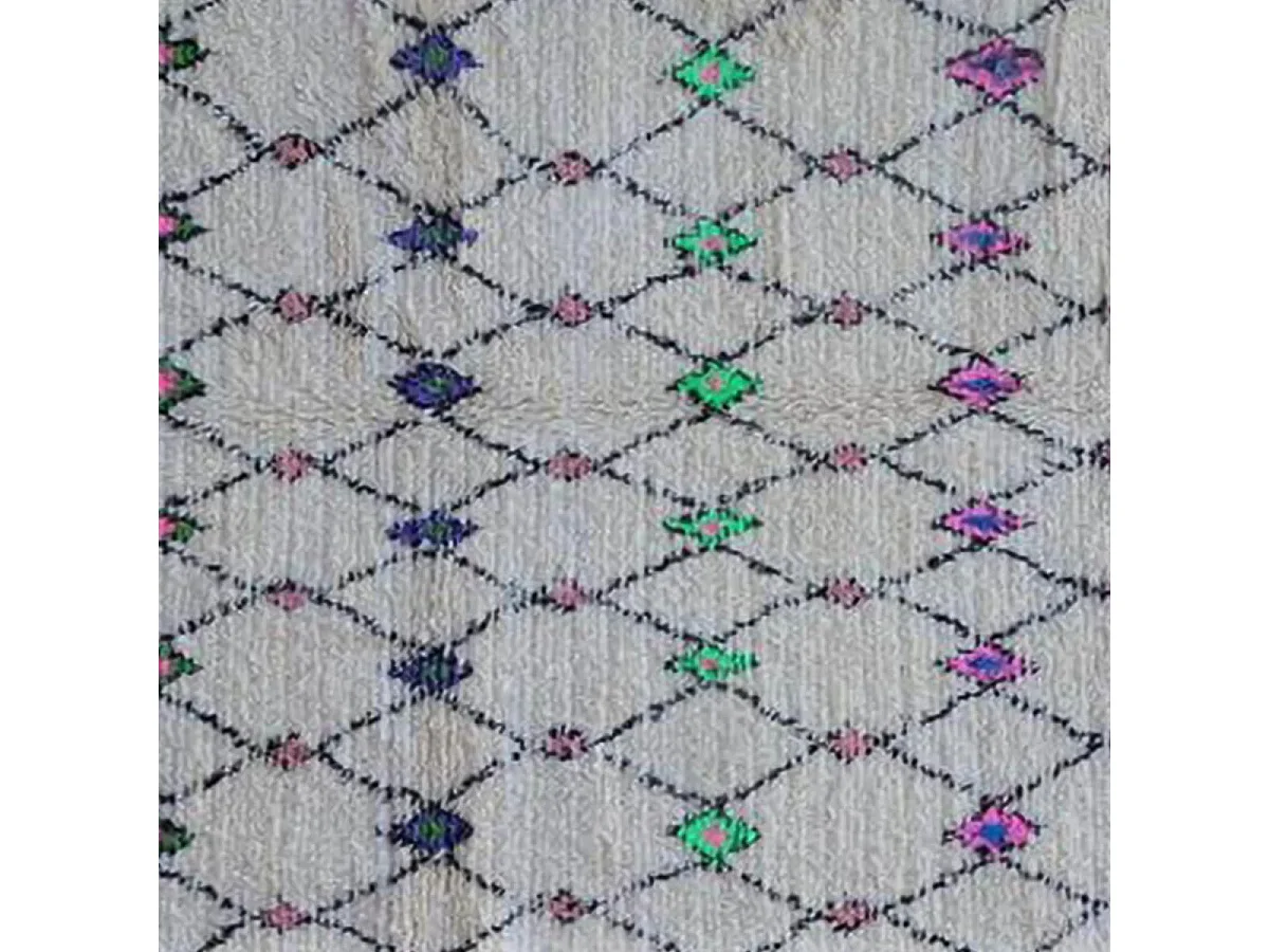 Authentique tapis berbère 145x250 fait main en laine gris et noir SAFITE