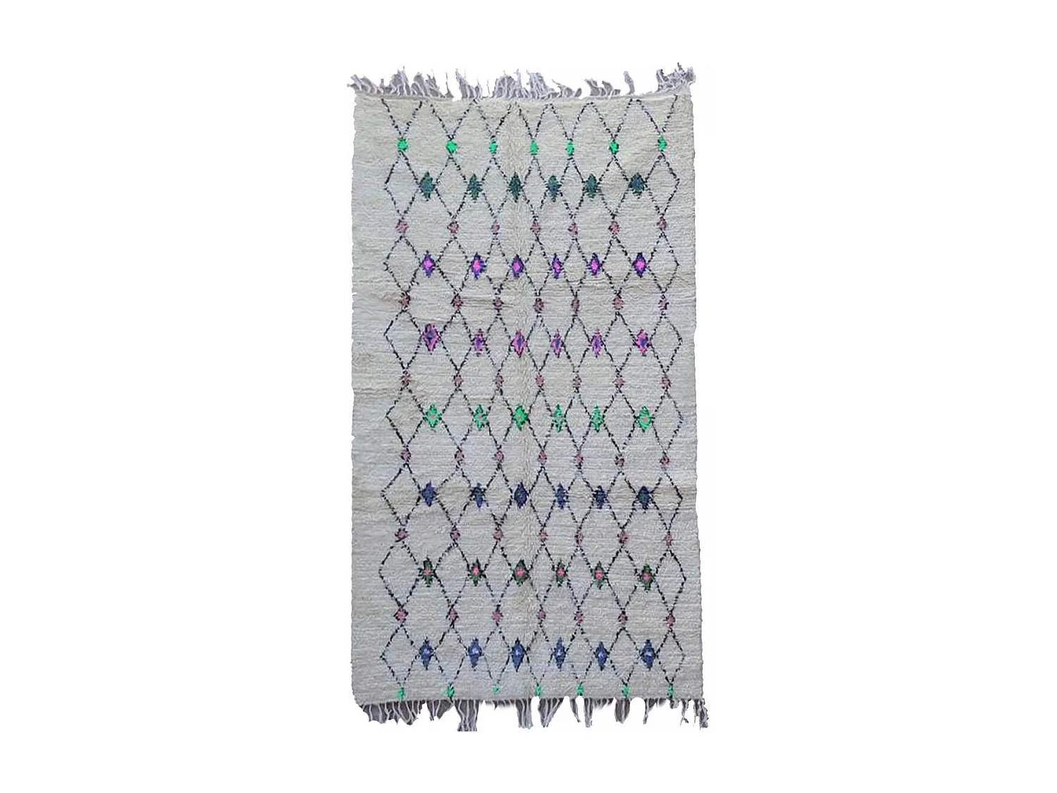 Authentique tapis berbère 145x250 fait main en laine gris et noir SAFITE