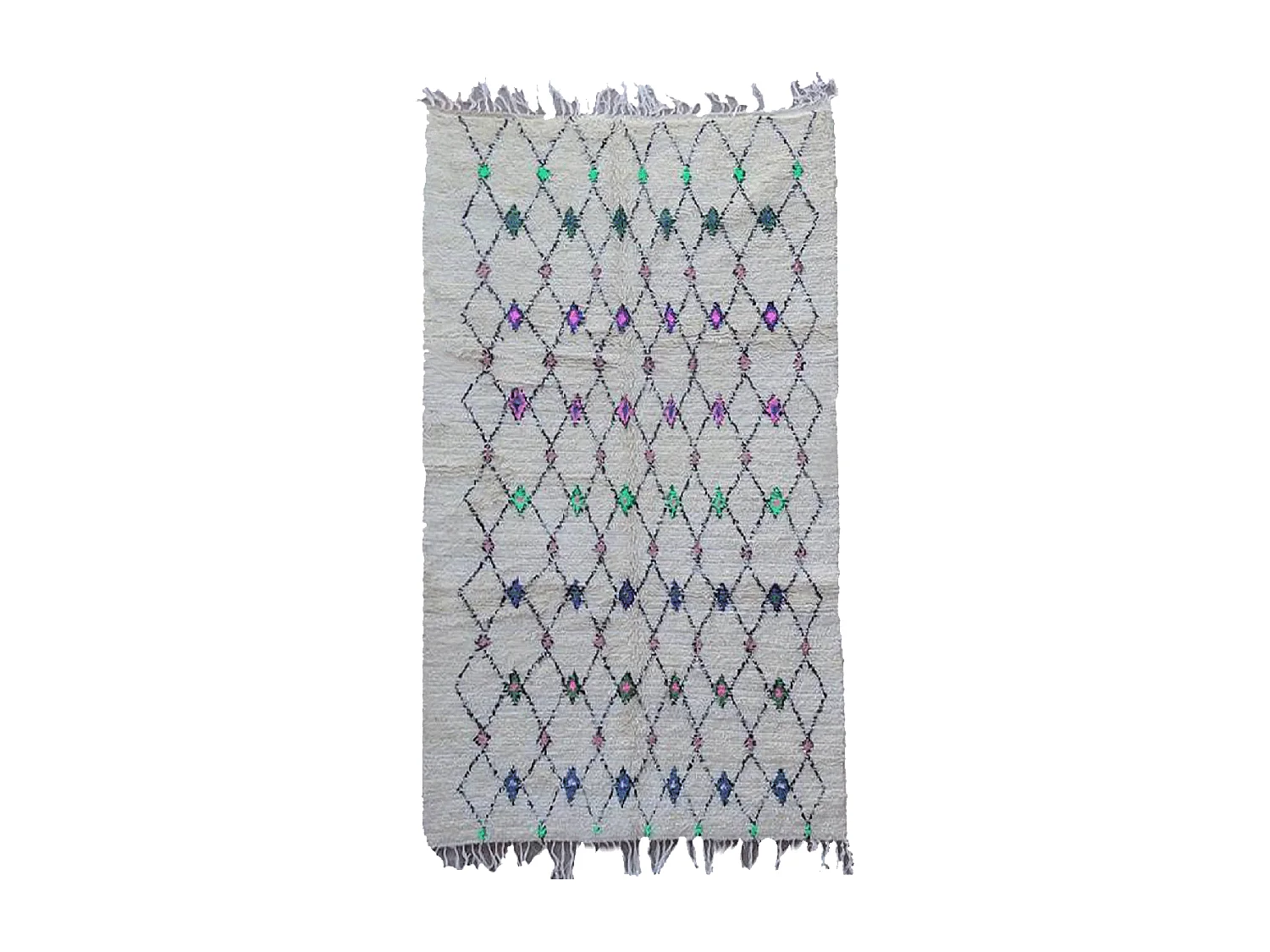 Authentique tapis berbère 145x250 fait main en laine gris et noir SAFITE