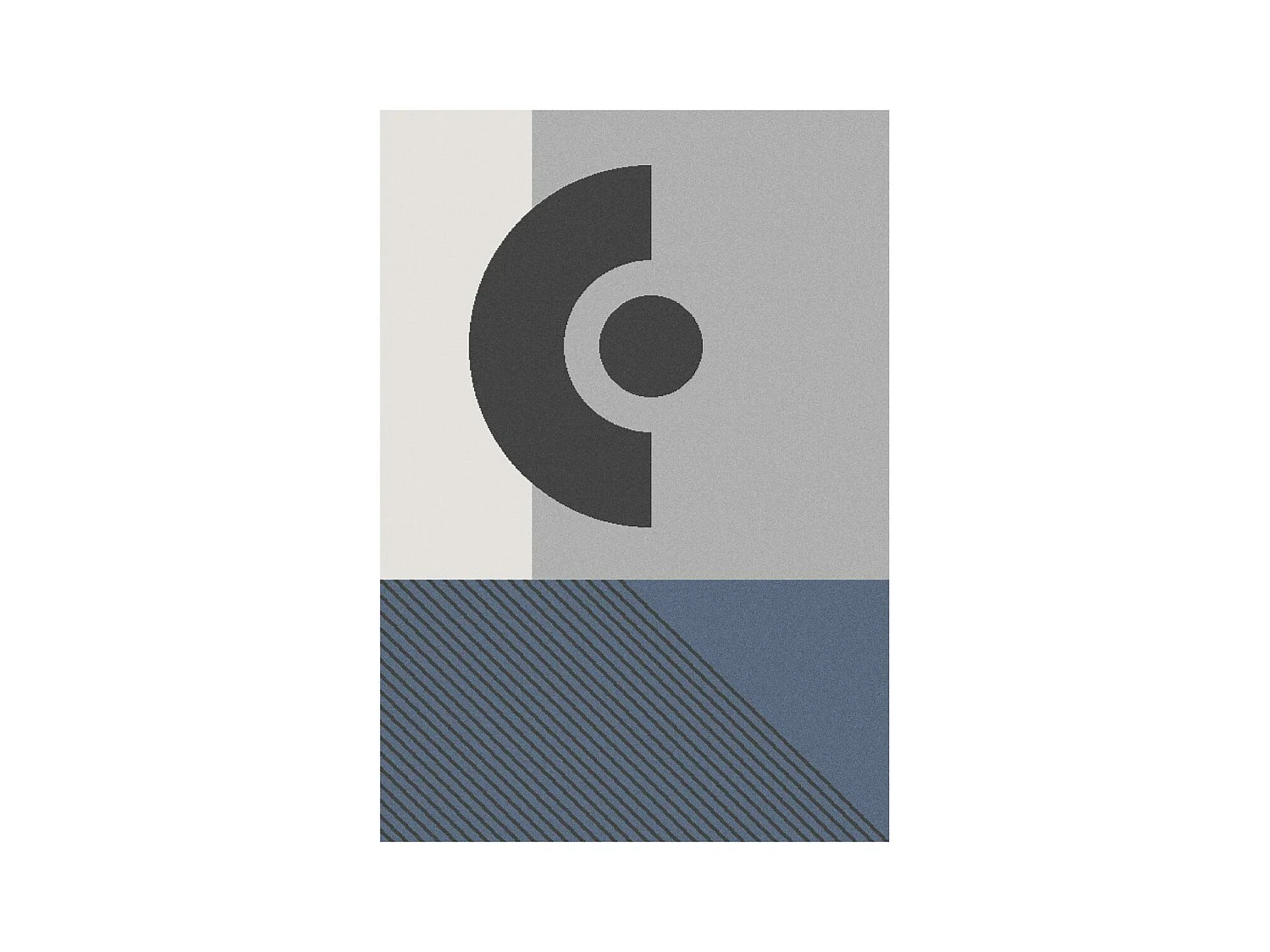 tapis salon 150x220 tissé gris et bleu rectangle motif géométrique ELAK