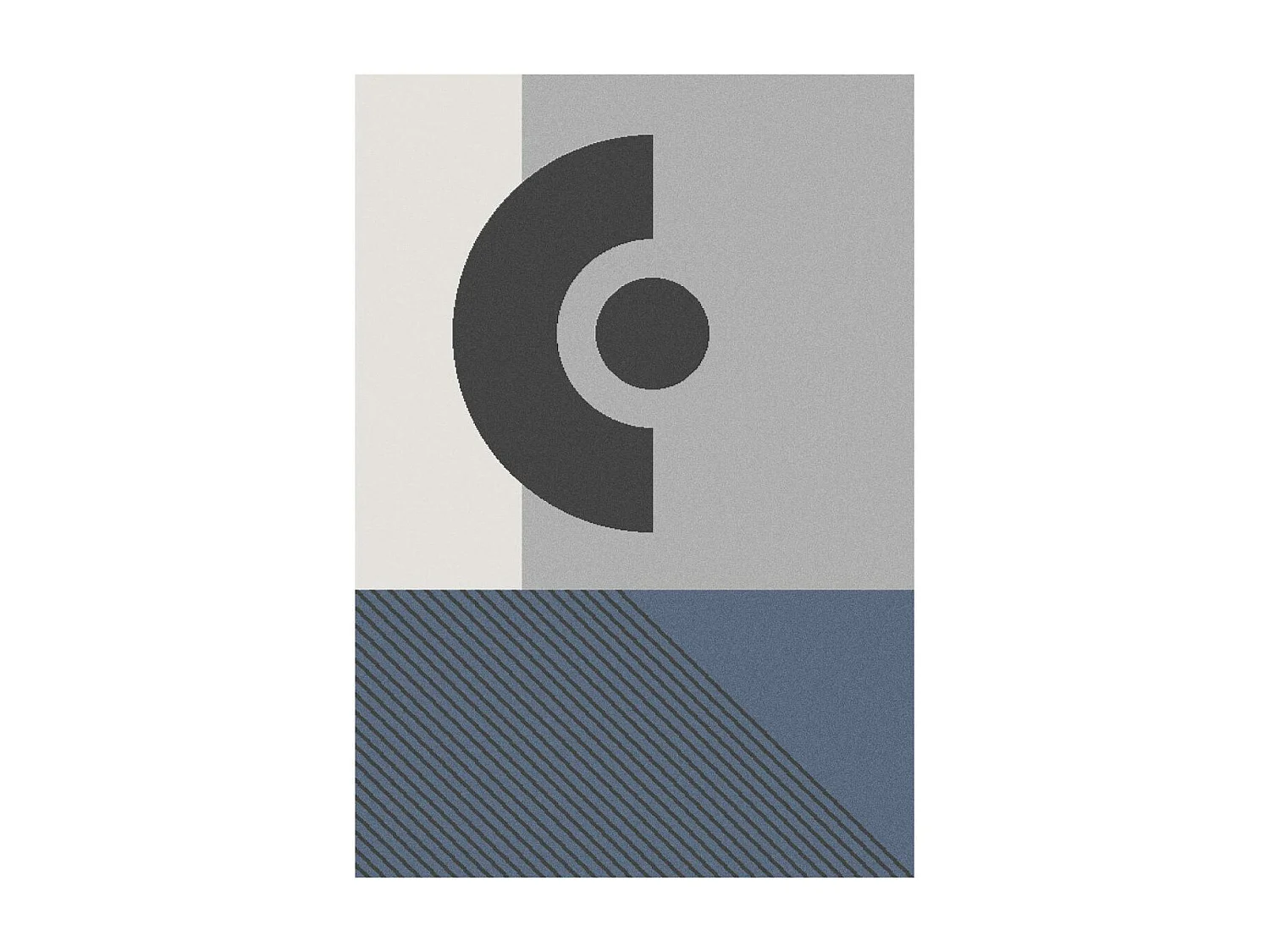 tapis salon 150x220 tissé gris et bleu rectangle motif géométrique ELAK