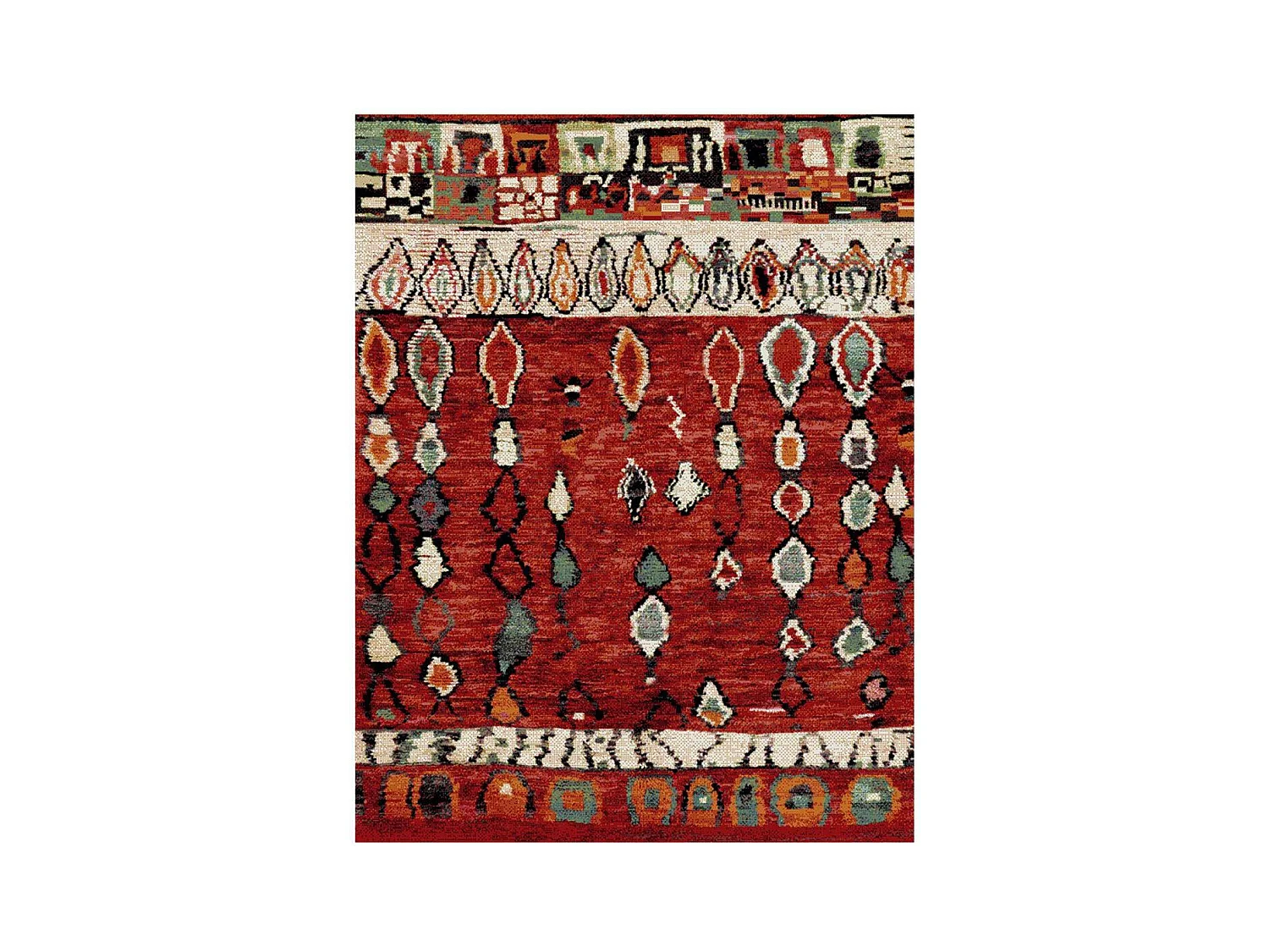 tapis salle à manger 200x290 tissé rouge rectangle motif berbère MO 75