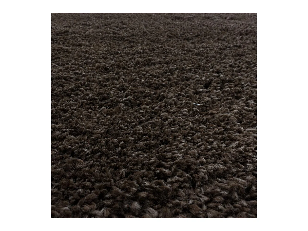 Tapis longs poils shaggy 140x200 rectangle tissé marron motif uni UNI B