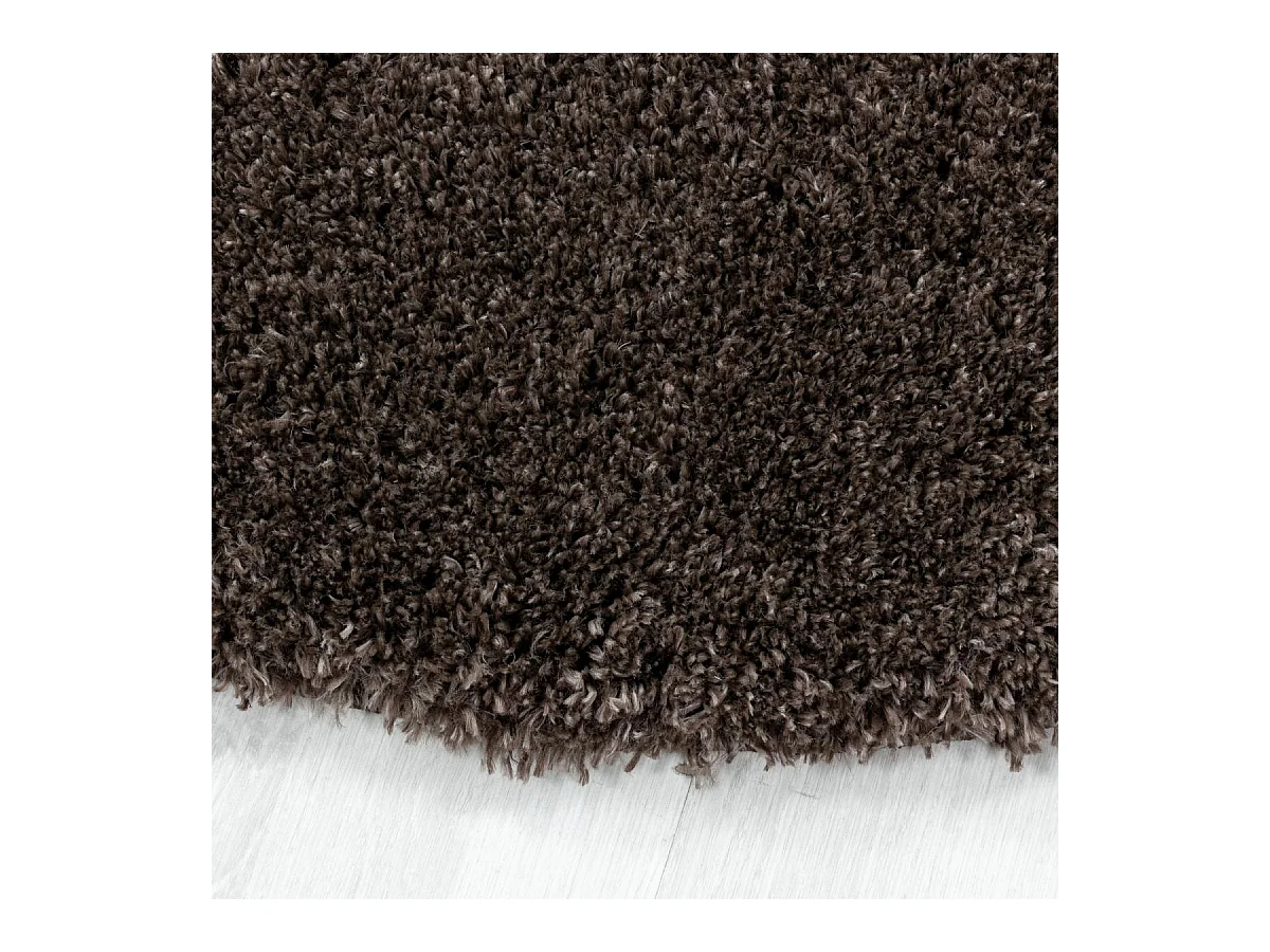 Tapis longs poils shaggy 140x200 rectangle tissé marron motif uni UNI B