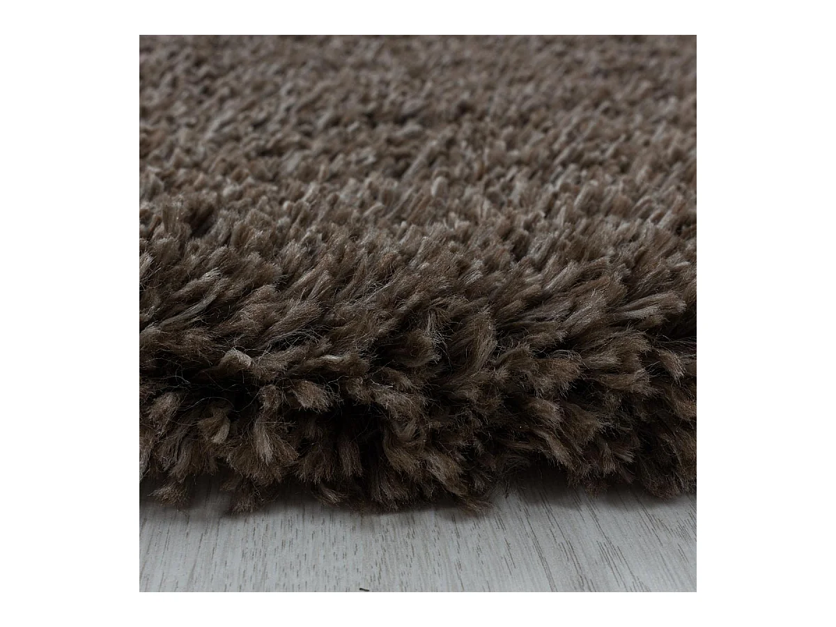 Tapis longs poils shaggy 140x200 rectangle tissé marron motif uni UNI B