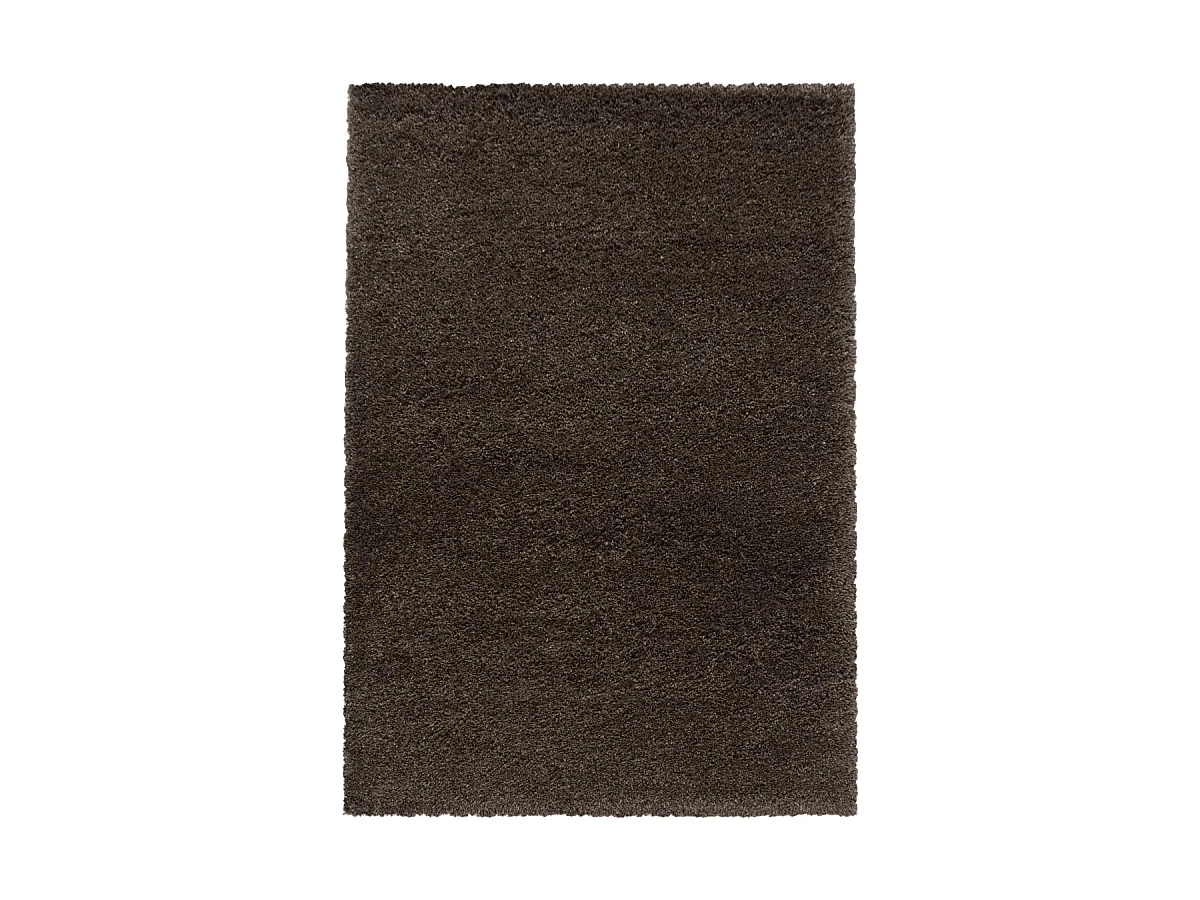 Tapis longs poils shaggy 140x200 rectangle tissé marron motif uni UNI B