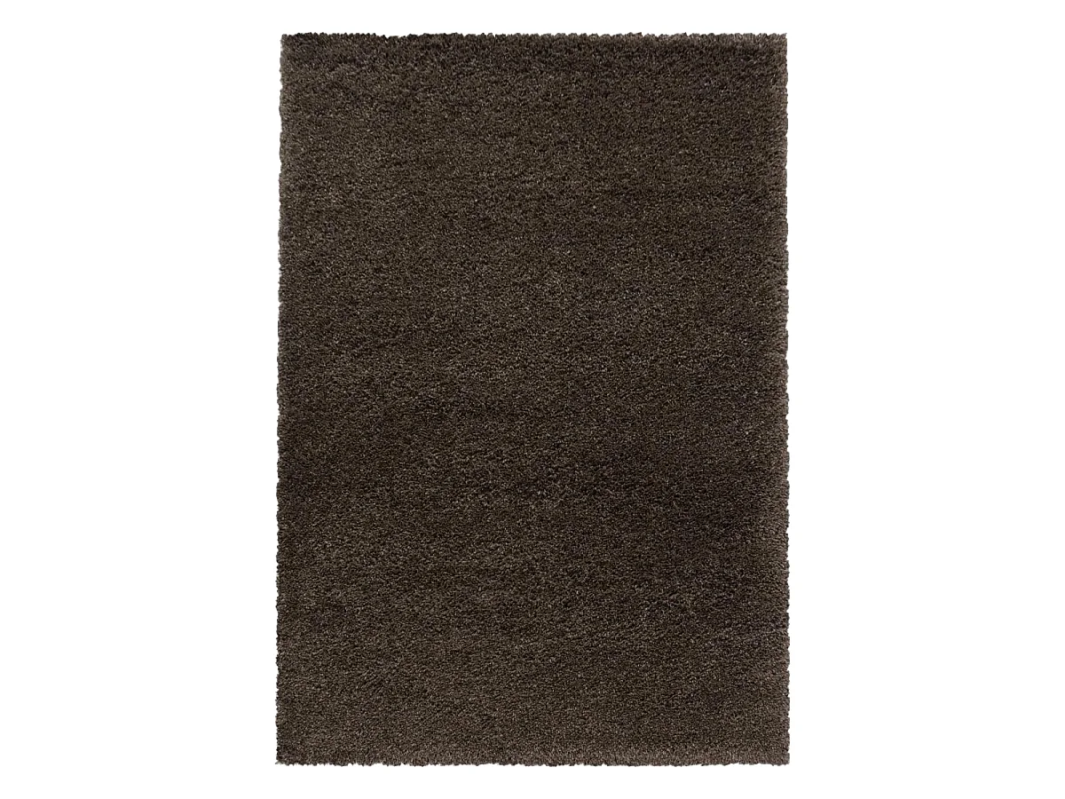 Tapis longs poils shaggy 140x200 rectangle tissé marron motif uni UNI B