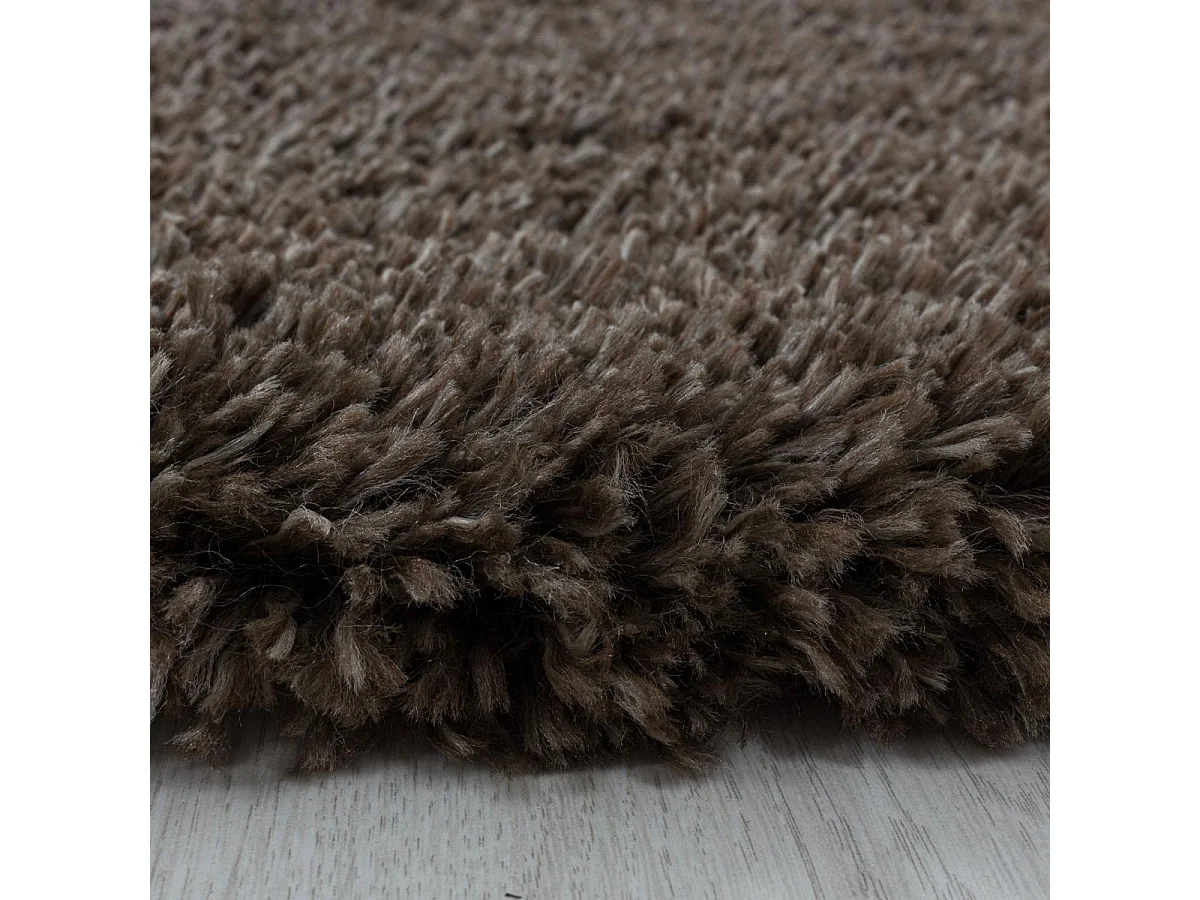 Tapis longs poils shaggy 140x200 rectangle tissé marron motif uni UNI B