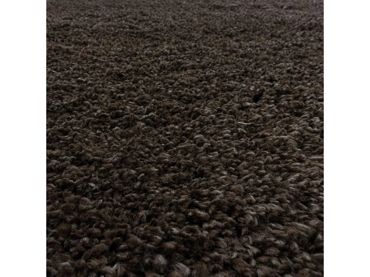 Tapis longs poils shaggy 140x200 rectangle tissé marron motif uni UNI B