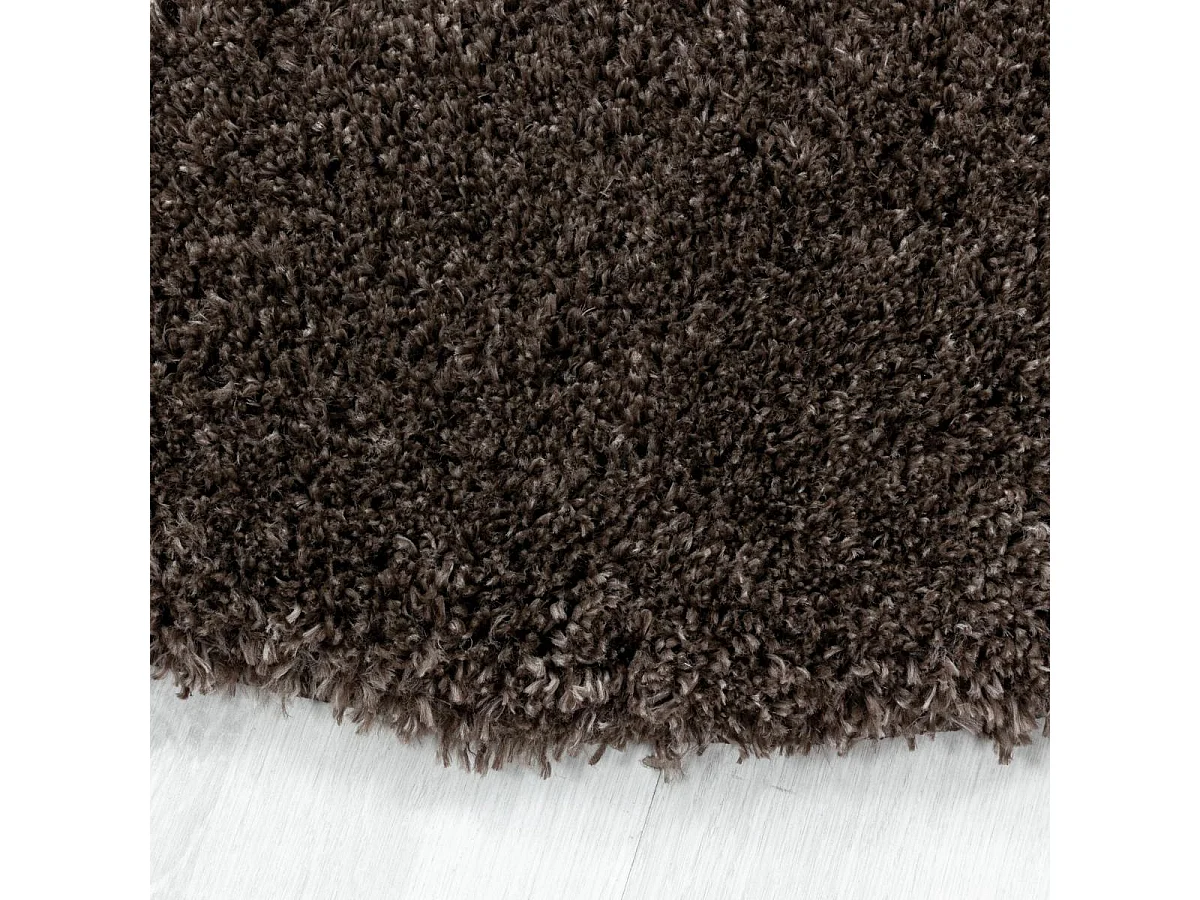 Tapis longs poils shaggy 140x200 rectangle tissé marron motif uni UNI B