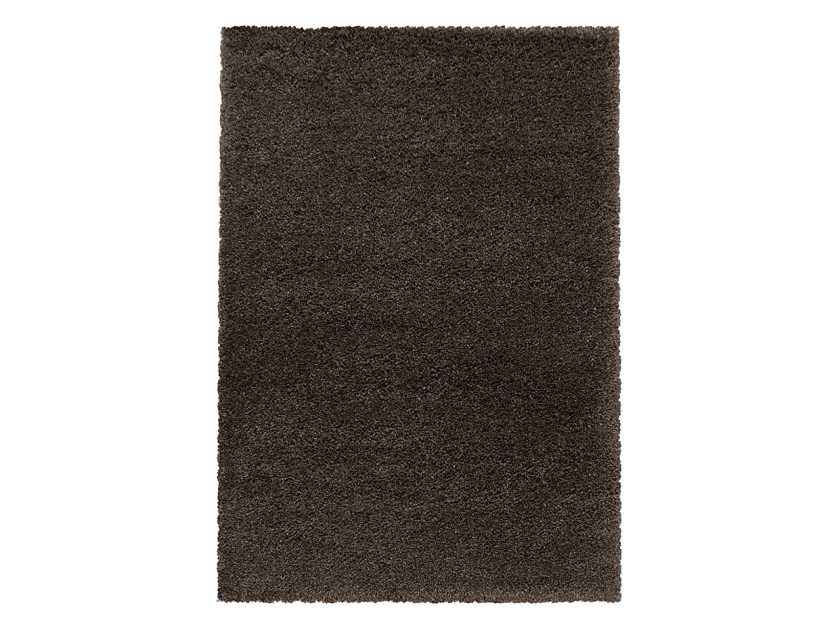 Tapis longs poils shaggy 140x200 rectangle tissé marron motif uni UNI B