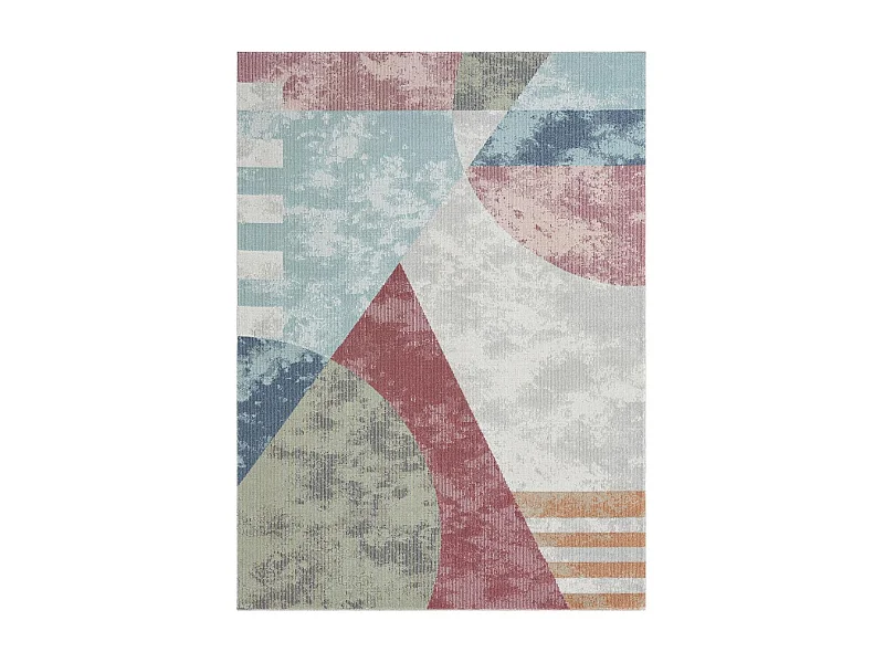 Tapis extérieur 120x160 tissé kilim bleu et orange SOYEUX D