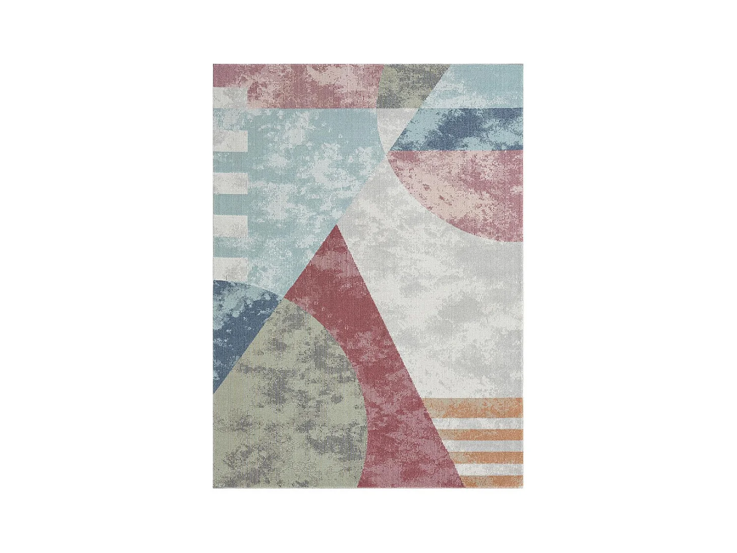 Tapis extérieur 120x160 tissé kilim bleu et orange SOYEUX D