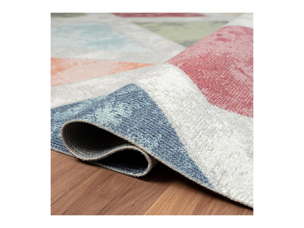 Tapis extérieur 120x160 tissé kilim bleu et orange SOYEUX D