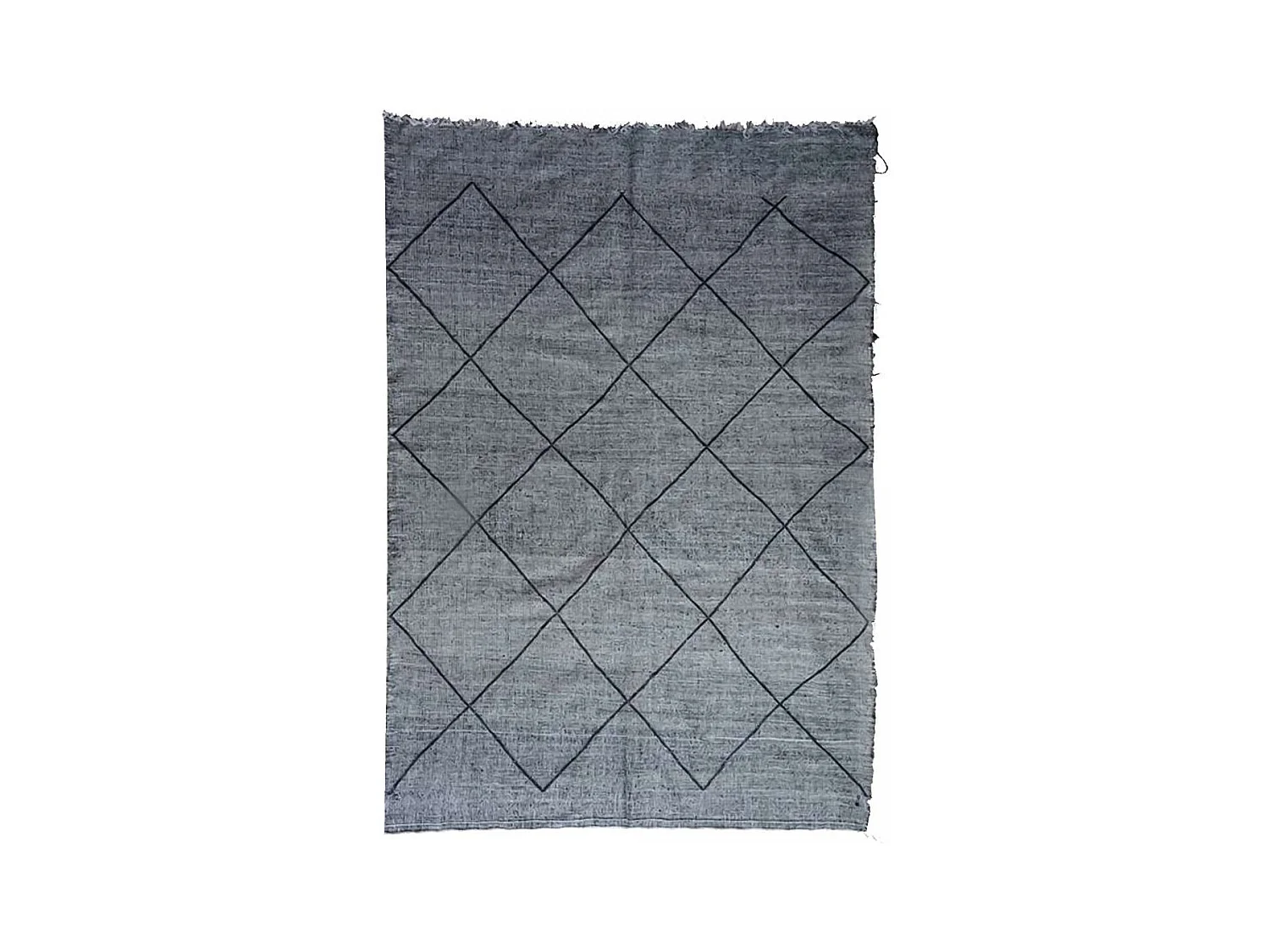 Authentique tapis berbère 195x285 fait main en coton gris et noir ORJANE