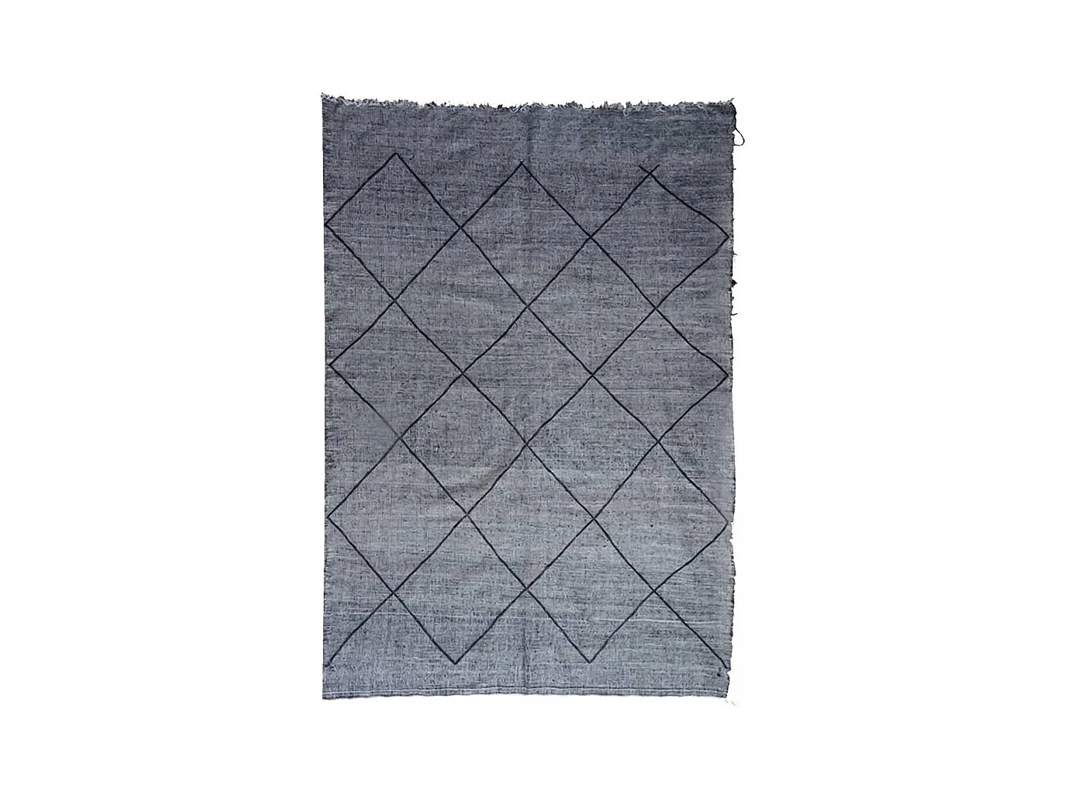 Authentique tapis berbère 195x285 fait main en coton gris et noir ORJANE
