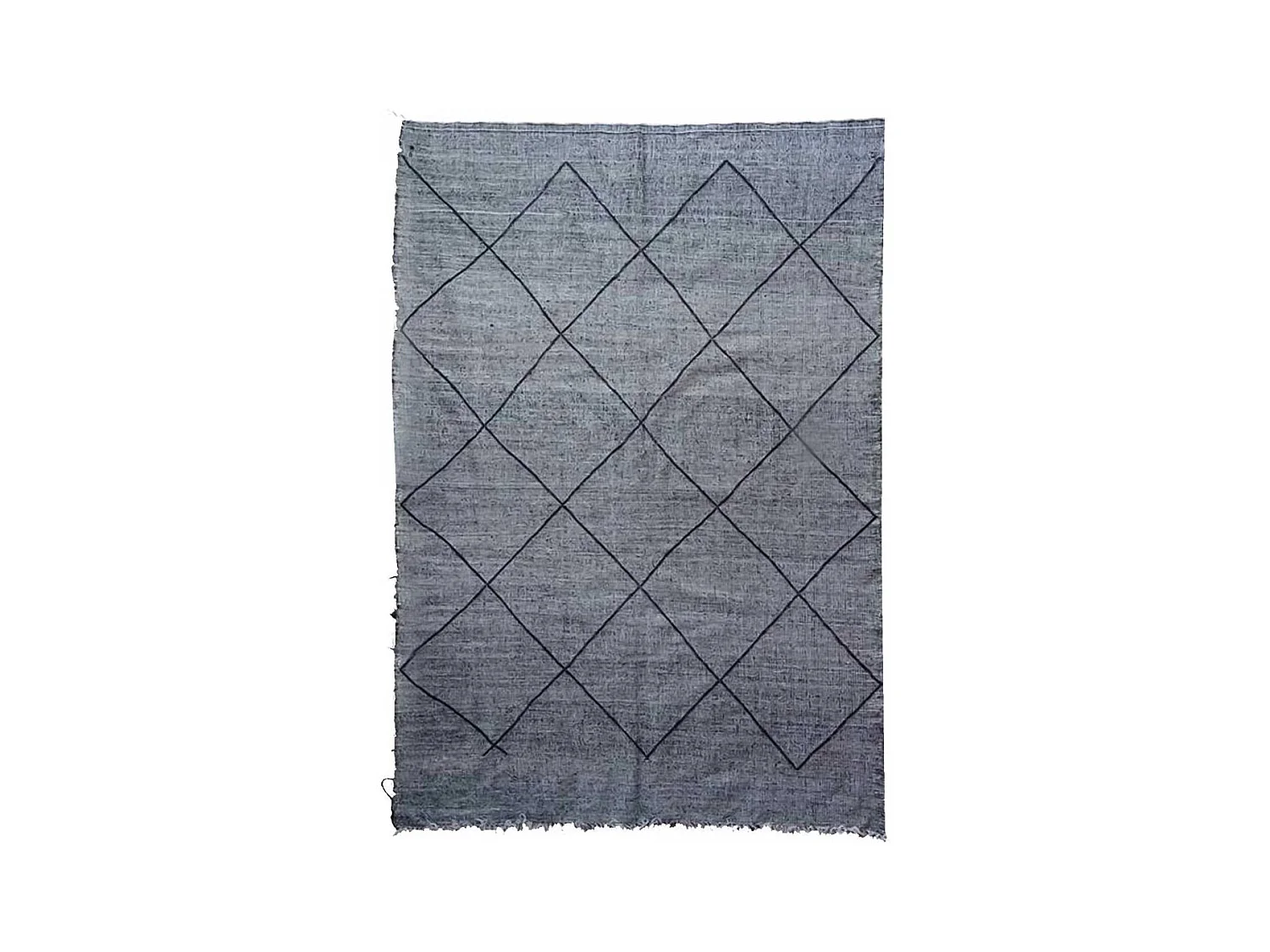 Authentique tapis berbère 195x285 fait main en coton gris et noir ORJANE