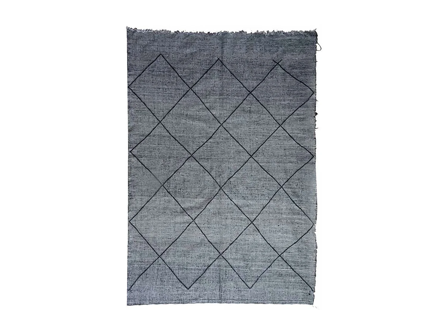 Authentique tapis berbère 195x285 fait main en coton gris et noir ORJANE