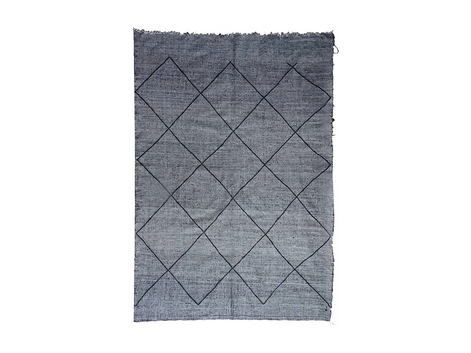 Authentique tapis berbère 195x285 fait main en coton gris et noir ORJANE