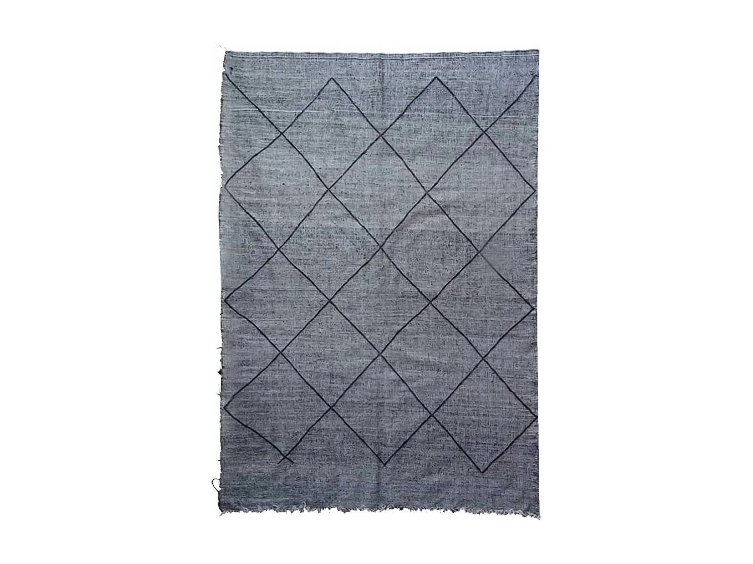 Authentique tapis berbère 195x285 fait main en coton gris et noir ORJANE