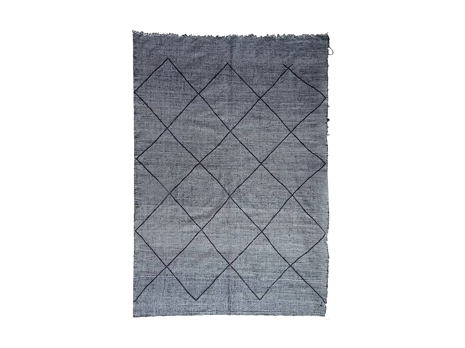 Authentique tapis berbère 195x285 fait main en coton gris et noir ORJANE