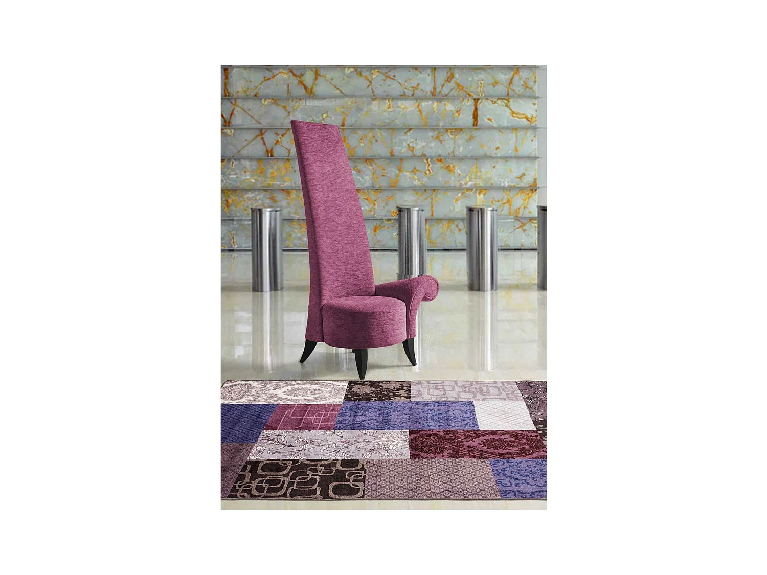 tapis chambre 57x110 tissé violet rectangle ISPARTA PATCHWORK