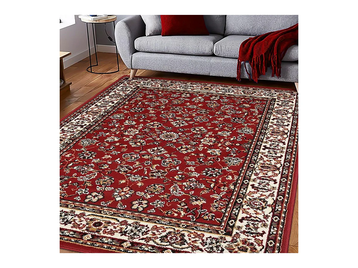 Tapis oriental 235x320 rectangle rouge tissé motif ancestral LYN1 NOMED