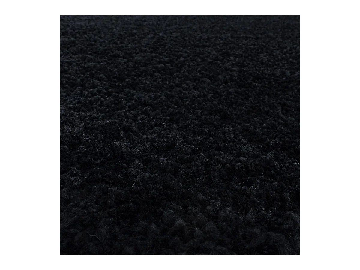 Tapis poils longs shaggy Ø160cm rond tissé noir motif uni UNI I