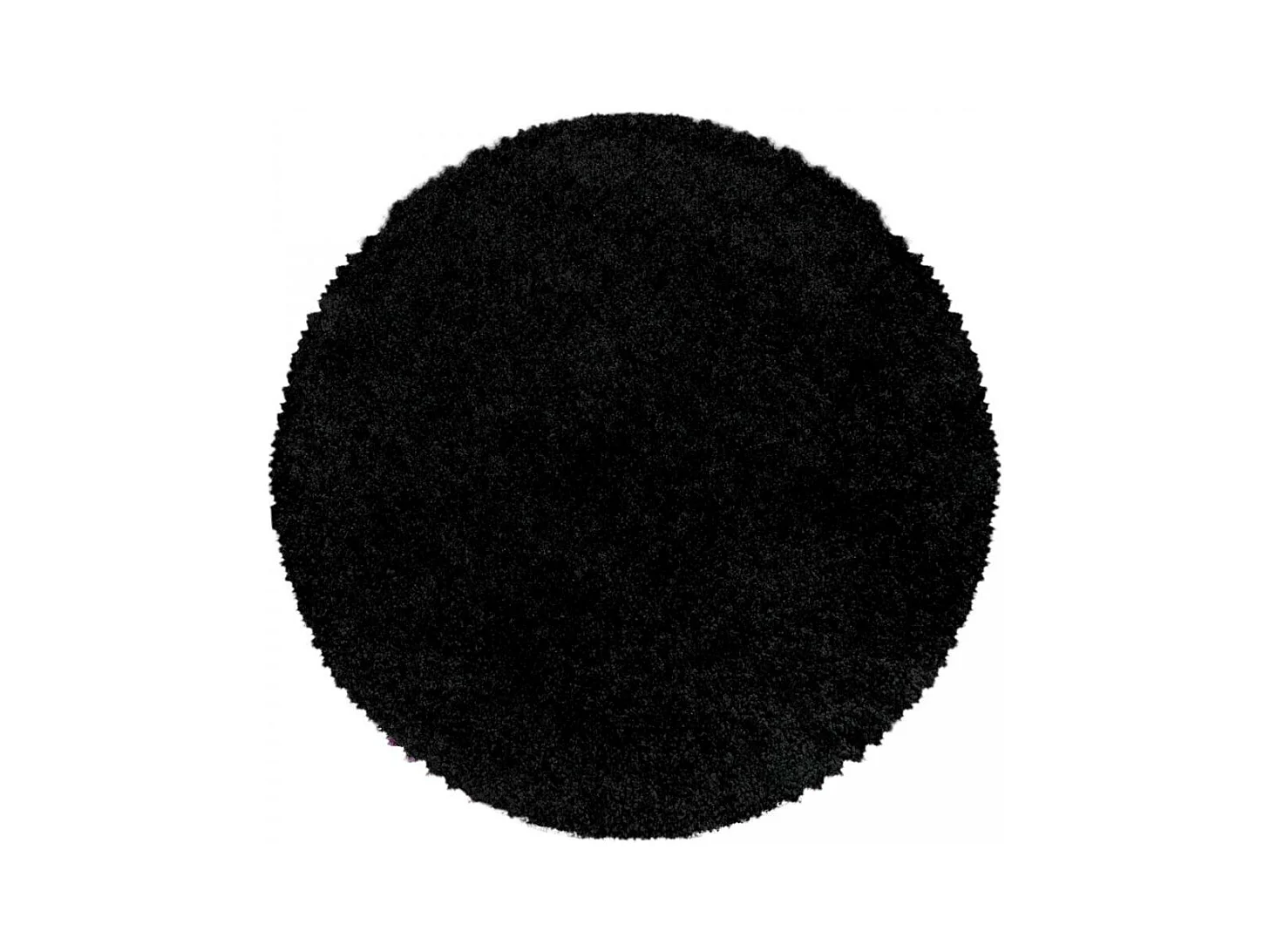 Tapis poils longs shaggy Ø160cm rond tissé noir motif uni UNI I