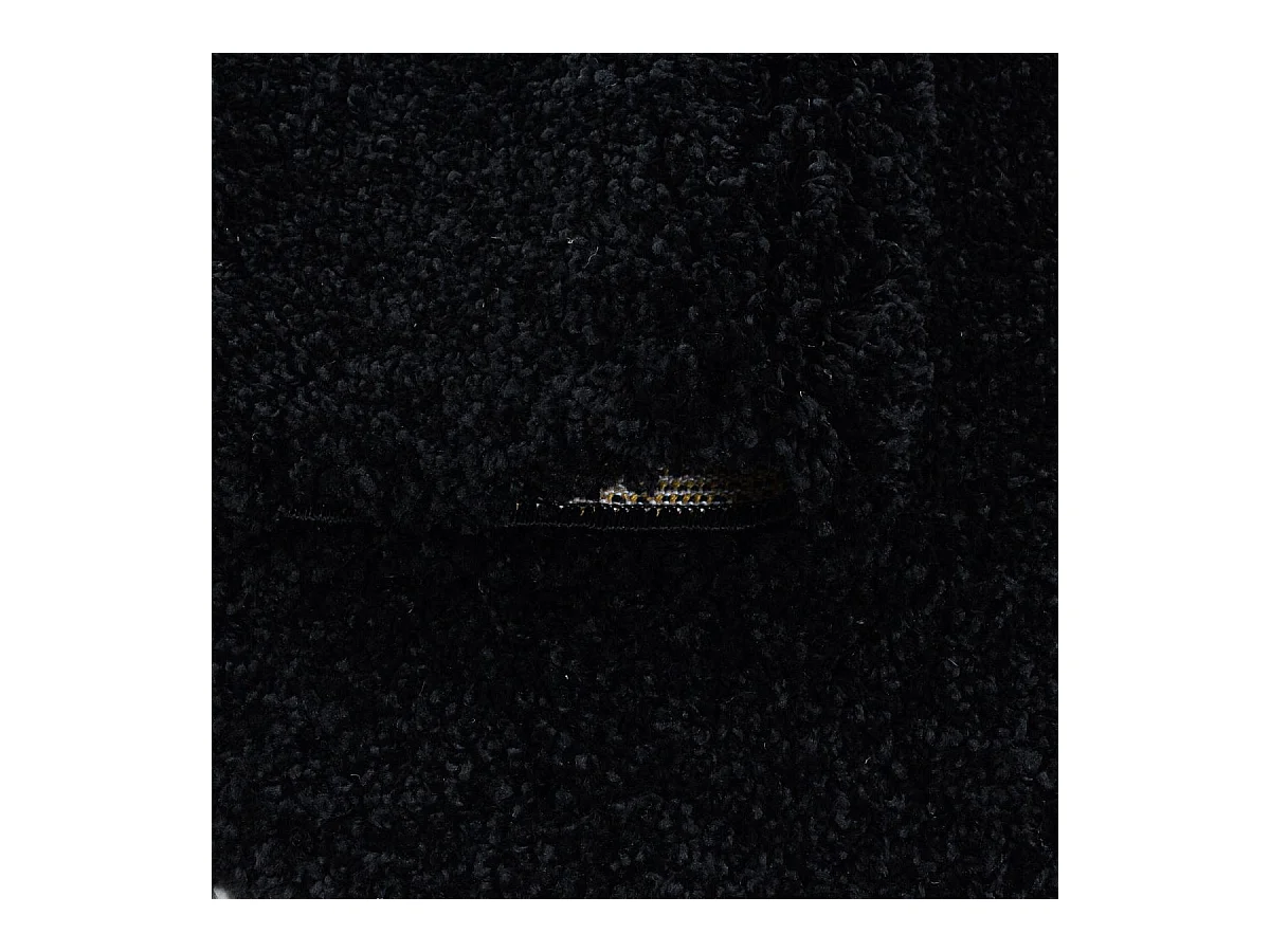 Tapis poils longs shaggy Ø160cm rond tissé noir motif uni UNI I