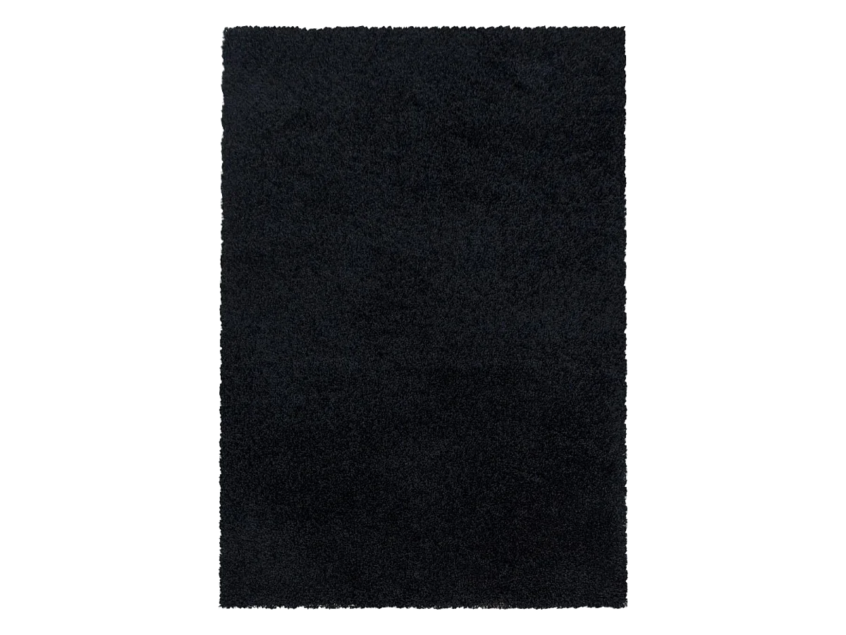 Tapis poils longs shaggy Ø160cm rond tissé noir motif uni UNI I