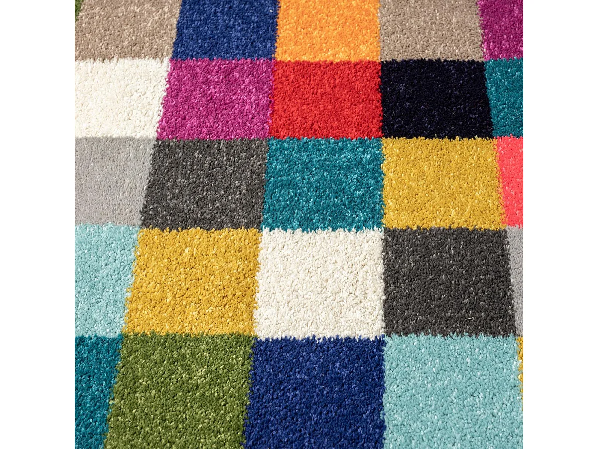 tapis chambre 120x160 tissé multicolore rectangle motif géométrique LYN6 DATRI